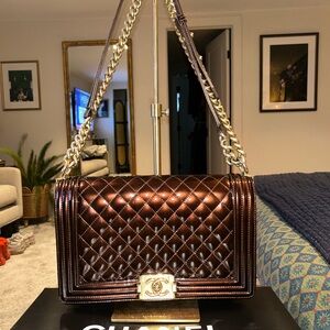 Chanel Oxblood Quilted Boy Bag/w reciept